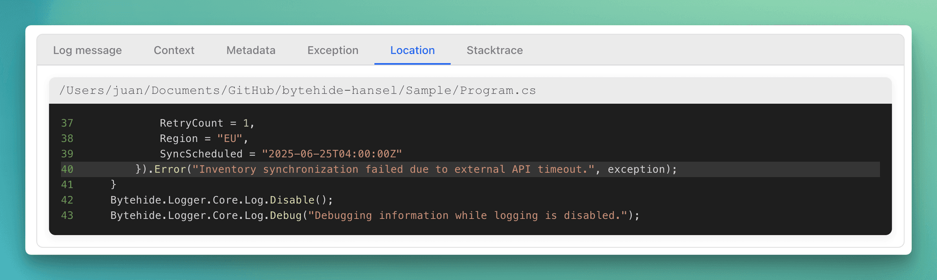 Log Location