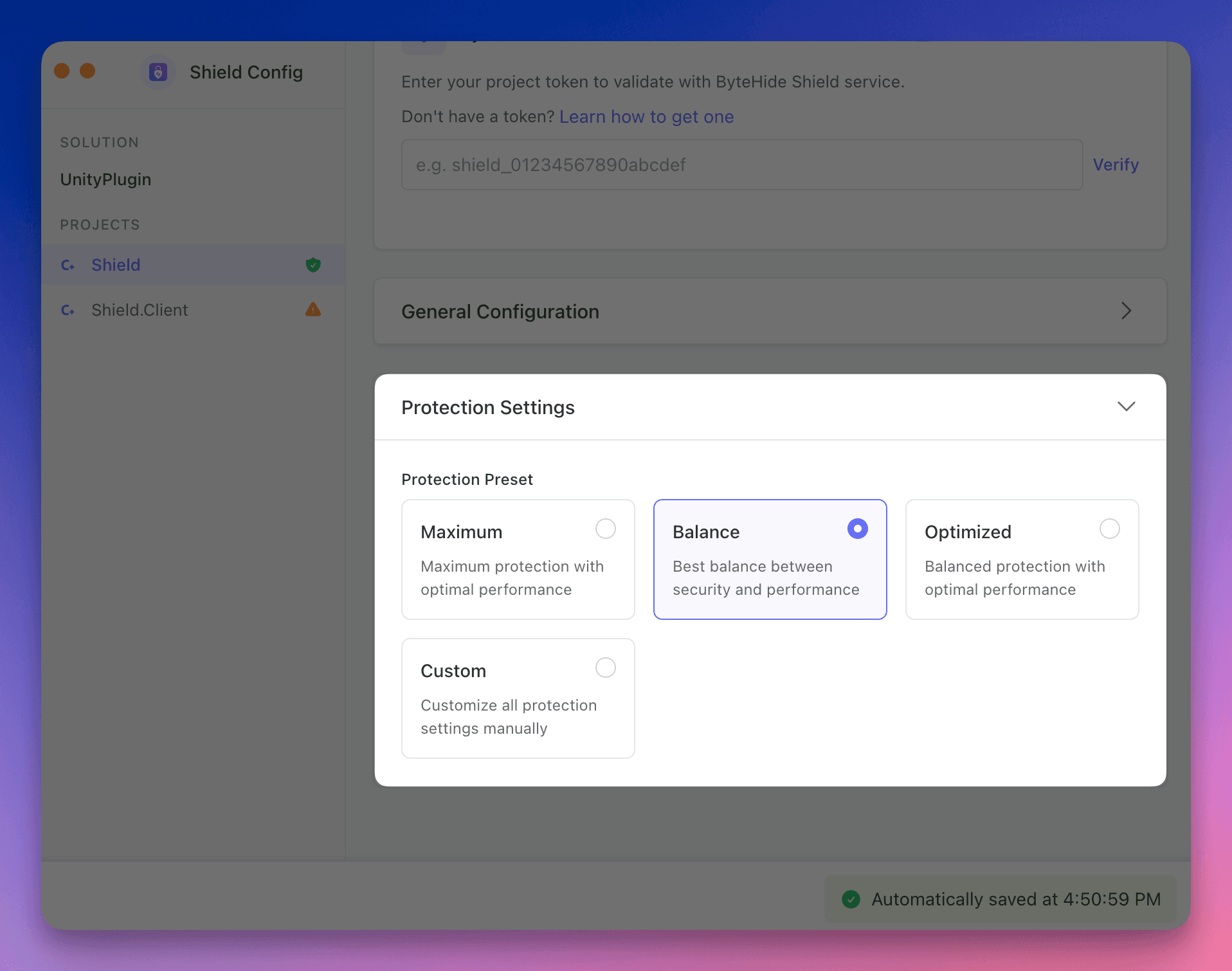 Protection Settings