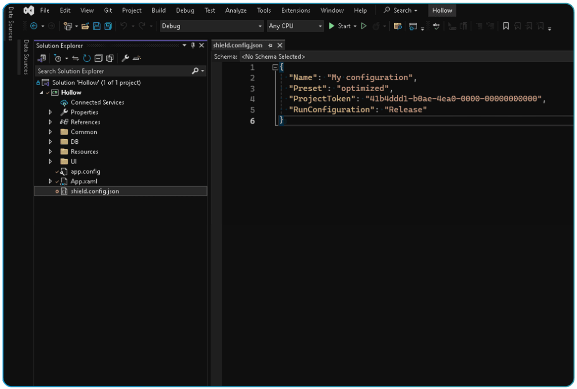 Edit shield-config.json