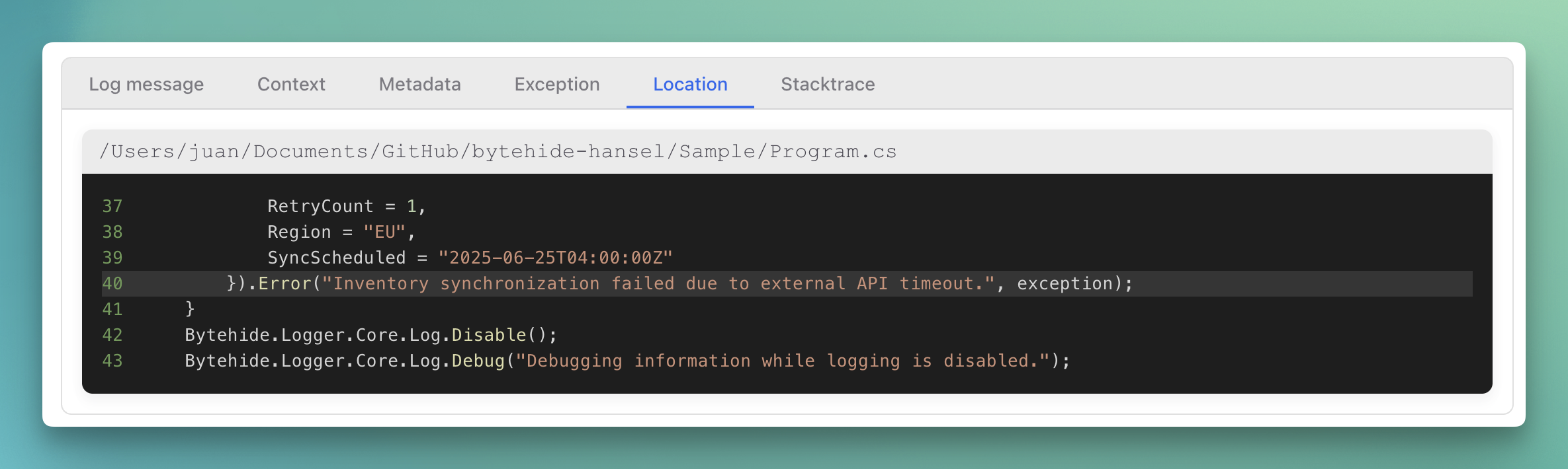 Log Location