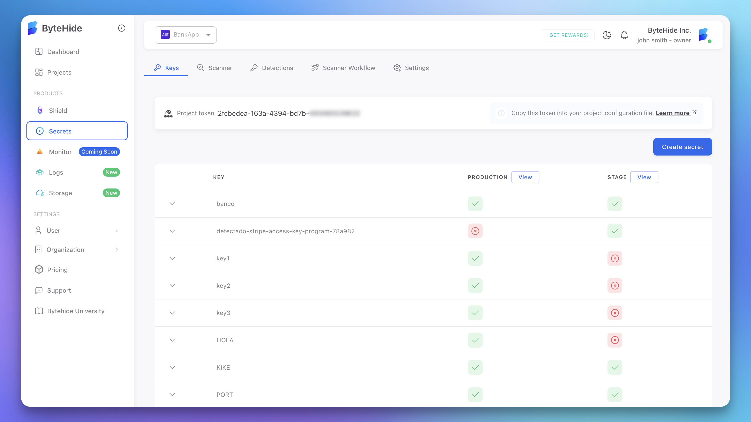 Secrets Dashboard