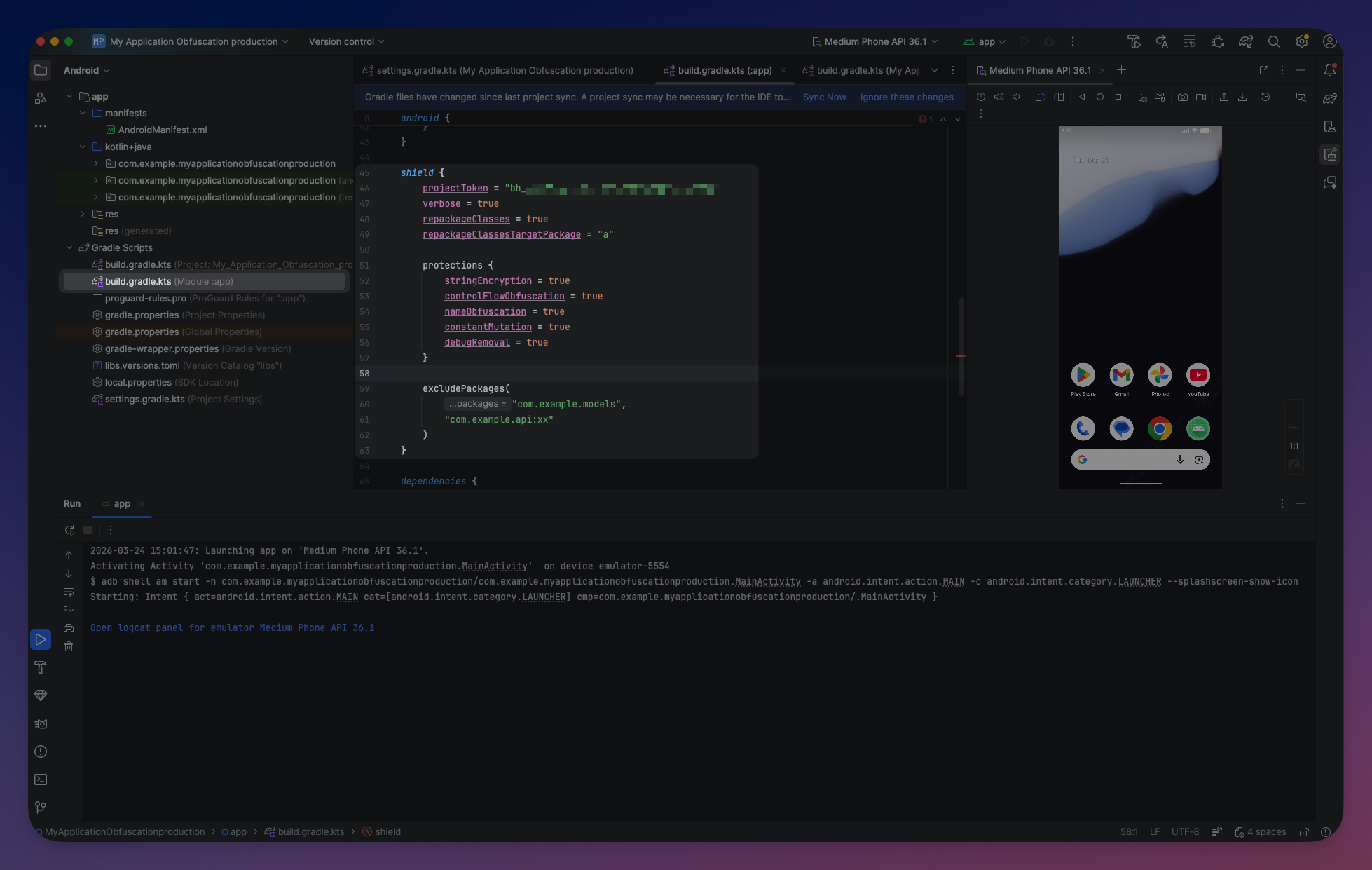 Full manual Shield configuration in Android Studio