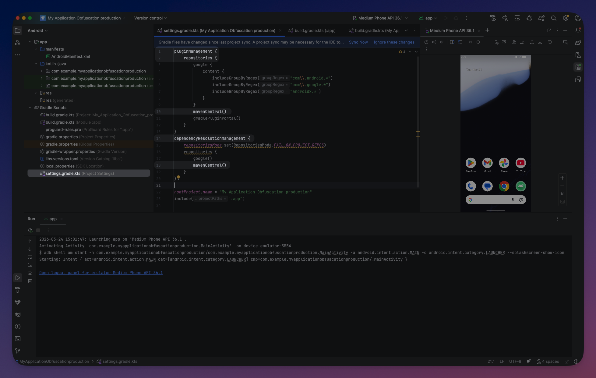 Repository configuration in settings.gradle.kts