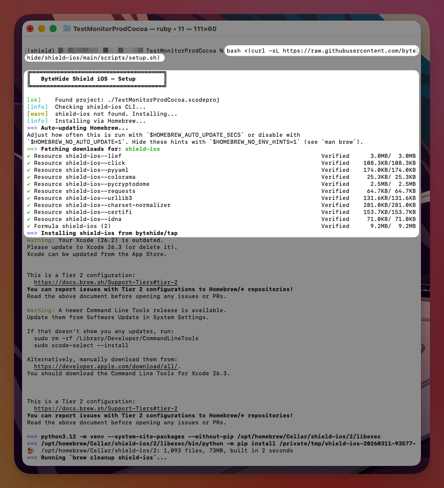 Setup script running — installing dependencies and configuring your project